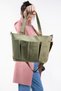 Women's Khaki Green Canvas Fabric 3 Front Eyelets Zipper Closure Column Strap Handbag & Shoulder Bag - 5
