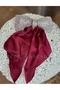 Imported French Automatic Buckle Complete Crystal Stone Plated Burgundy Red Satin Pendant with Bow - 3