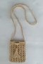 Straw Phone Bag / Straw Color Knitted Bag with Lining and Wooden Button Detail / Knitted Shoulder Bag - 3