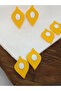 Custom Design, Handmade Polymer Clay Yellow Line Detailed Drop Handmade Earrings - 3