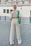 Women's Half Fisherman Knitted Crop Sweater Trousers Knitwear Top and Bottom Set - 5