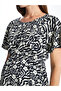 Blue Crew Neck Patterned Short Sleeve Dress - 3