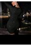 Silvery Crossbody Cut Long Sleeve Breast Discounted Mini Bodycon Dress - 2