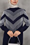 Maya Silvery Double Knitwear Tunic Trousers Set - Navy Blue - 5