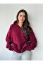 Polar Winter Oversize Hooded Sweatshirt Unisex Claret Red - 7