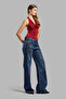 Women's Denim Color T2W48 Floral Printed Shiny Stone Loose Fit Design Denim Jeans - 5