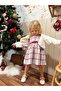 Plaid Pattern 2-Piece Girls' Furry Gilet Set White - 4