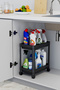Maja 2-Tier Wheeled Organizer Shelf Black, Bathroom Cabinet, Kitchen Counter and under Sink, Detergent Holder - 2