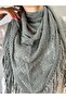 120X60 cm Knitwear Tasseled Patterned Women's Scarf Shawl Gray - 2