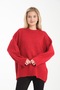 Oversize Basic Red Long Women's Sweater - 4