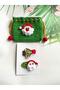 New Year's Christmas Themed Santa Claus Handmade Lace-Up Gift Pouch (12 cm) and Set of 2 Hair Accessories - 3