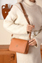 Women's Embossed Printed 5 Compartment Zipper Closure Shoulder Bag 4036-00 Tan - 5