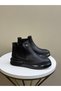 Diva Black Leather Elastic Women's Daily Boots - 6
