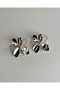 Double Color Gold Flower Pattern Design Women's Steel Earrings - 2