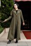 Lined Belt Detailed Full Length Trench Coat Top Coat - 5