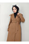 Women's Shawl Collar Buttoned Belted Cashmere Coat - 2