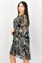 Women Floral Pattern Long Sleeve Midi Dress, Multicolor - 2