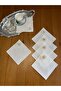 6 Pieces Linen Ecru Color Square Cocktail Presentation Napkins with Orchids - 2