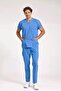 Light Blue Stretch Fabric Doctor and Nurse Scrubs Unisex Surgical Set | Brl Scrub - 2