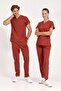 Brick Red Stretch Fabric Doctor and Nurse Uniform Unisex Surgical Set | Brl Scruble - 8