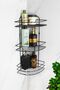 Economical Adhesive Triple Shampoo Holder with Stainless Steel Wire Rack Bathroom Corner Shelf Shower Corner Rack Organizer - 4