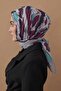 وشاح قطني منقوش مقاس 110x110 - رمادي فاتح - 3