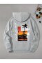 Back and Front Printed City of Angeles Pocketed Hooded Sweatshirt - 3