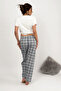Women's Pajama Bottoms with Ribbon, Super Laci White Square - 5