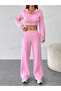 Women's Plus Size Crop Zippered Cardigan Sweat and Sweatpants Set - 3