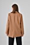 Camel Regular Lined Buttoned Woven Blazer Jacket - 5