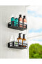 Set of 2 Bathroom Shower Shelf Shampoo Holder Soap Holder Black Sleep Rack Self-Adhesive Bathroom Organizer - 2