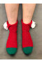 Hand Knitted Crochet Women's Red and Green Home Socks and Booties / Wool Booties / Wool Socks - 2
