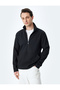 Kangaroo Pocket Long Sleeve Basic Half Zip Sweatshirt - 3