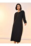 Textured Drop Shoulder Button Detail Midi Dress - 5