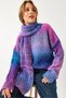 Women's Fuchsia Turquoise Crew Neck Knitted Scarf Sweater Tk241217 60261174