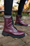 Siena Women's Claret Red Real Leather Lace-Up Boots