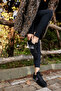 Tella Women's Black Real Suede Stone Sneaker - 3