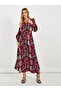 All-Over Print Long Sleeves A-Line Maxi Dress