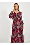 All-Over Print Long Sleeves A-Line Maxi Dress - 2
