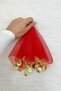 Red Gold Sequined Tulle Halay Handkerchief 5 Pieces, Bride Groom Wedding Henna Circumcision Promise Engagement Bride - 4