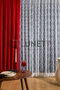 Red Pleatless Extraforated Flat Planting Background Curtain Single Wing 12477 - 2