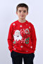 Children's New Year's Sweatshirt Santa Claus and Snowflake Printed Ribbed E29