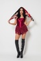 Burgundy Mini Dress with Lace Detailed Corset Look Shorts