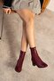 Women's Burgundy Stretch Boots Ankle Medium Size Blunt Fit Leather Quality Boots Heeled Winter Boots & Booties - 6