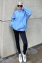 Blue Hooded Fleece-Lined Oversized Sweatshirt Mg1566 - 5