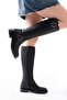 2024-3004 Black Buckle Accessories Elastic Zippered Casual Women's Boots