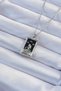 316L Steel Chain Silver Color Zircon Stone Black Enamel Girl Figured Tarot Necklace Tj-Bko9228
