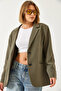 Women's Khaki Padded Double Pocket Lined Blazer Jacket 3338 60261198 - 4