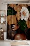 Bathroom Curtain, Brunette Woman with Leaf Hat Patterned Shower Curtain, Bathtub Curtain 175X200Cm