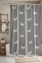 Bathroom Curtain, Gray Polka Dot Butterflies Patterned Shower Curtain, Bathtub Curtain 175X200Cm